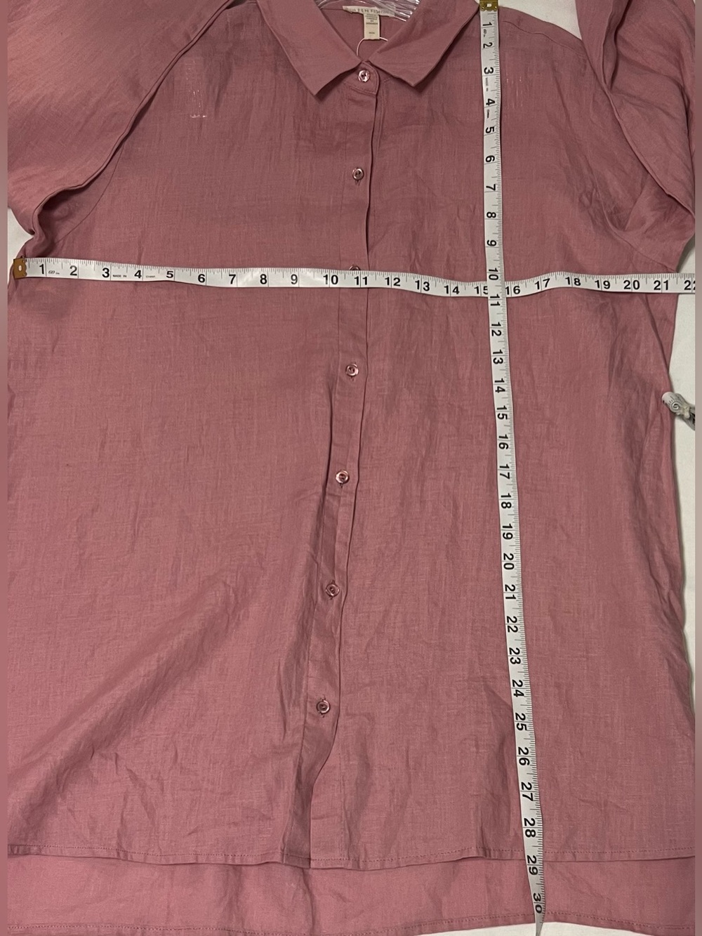 NWOT Eileen Fisher Organic Linen Button Front Tunic Shirt Mauve Pink - Picture 5 of 5